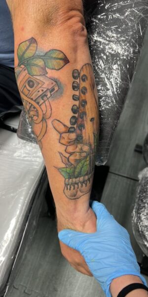 Colorful Arm Tattoo Design Color tattoo artwork on the arm showcasing vibrant ink and detailed illustration