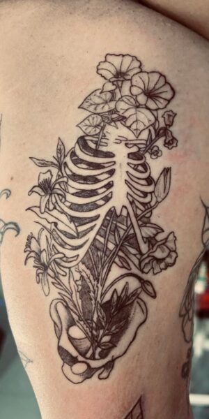 Skeleton Tattoo Design Black and grey skeleton tattoo artwork with detailed linework