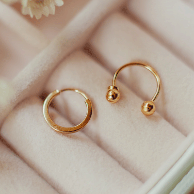 High-quality gold piercing jewelry displayed for professional body piercings and proper healing